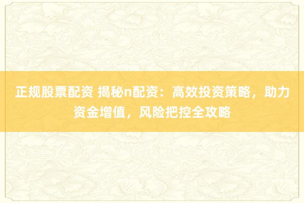 正规股票配资 揭秘n配资：高效投资策略，助力资金增值，风险把控全攻略