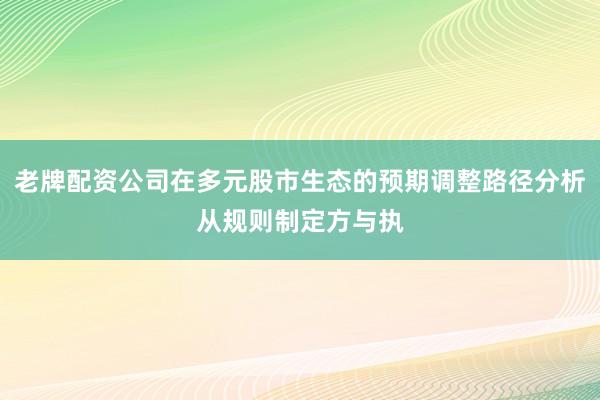 老牌配资公司在多元股市生态的预期调整路径分析从规则制定方与执