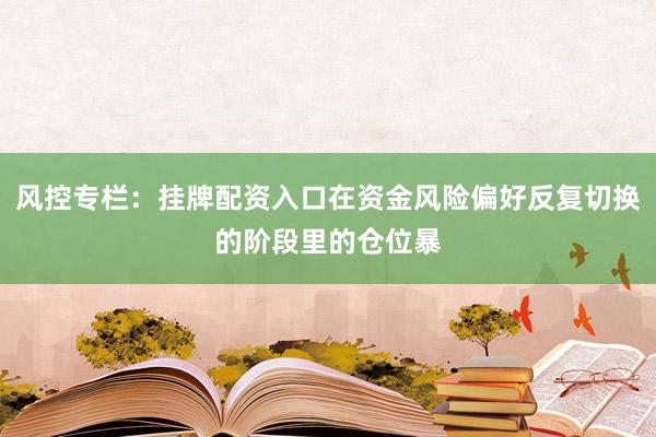 风控专栏：挂牌配资入口在资金风险偏好反复切换的阶段里的仓位暴