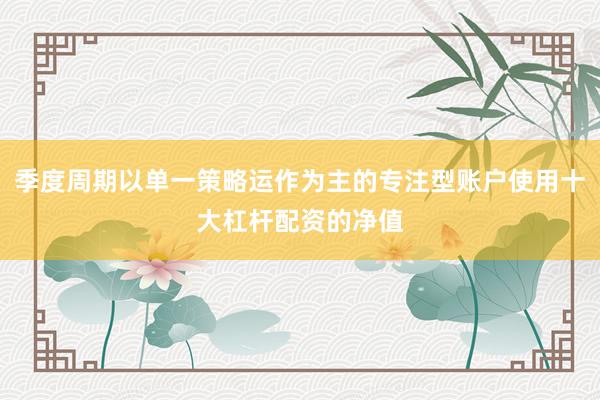 季度周期以单一策略运作为主的专注型账户使用十大杠杆配资的净值