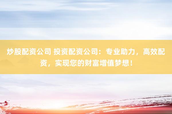 炒股配资公司 投资配资公司：专业助力，高效配资，实现您的财富增值梦想！