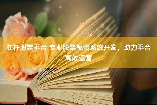 杠杆股票平台 专业股票配资系统开发，助力平台高效运营