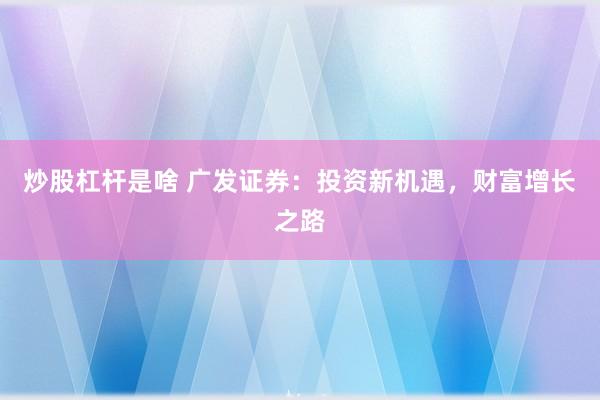 炒股杠杆是啥 广发证券：投资新机遇，财富增长之路